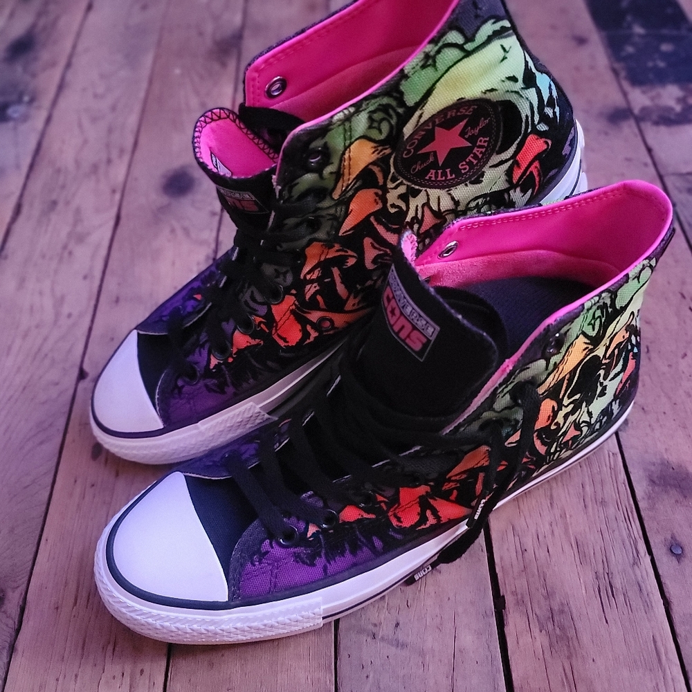Converse CTAS Pro Hi Wasabi & Pink Black Light Skate Shoes Men's Size